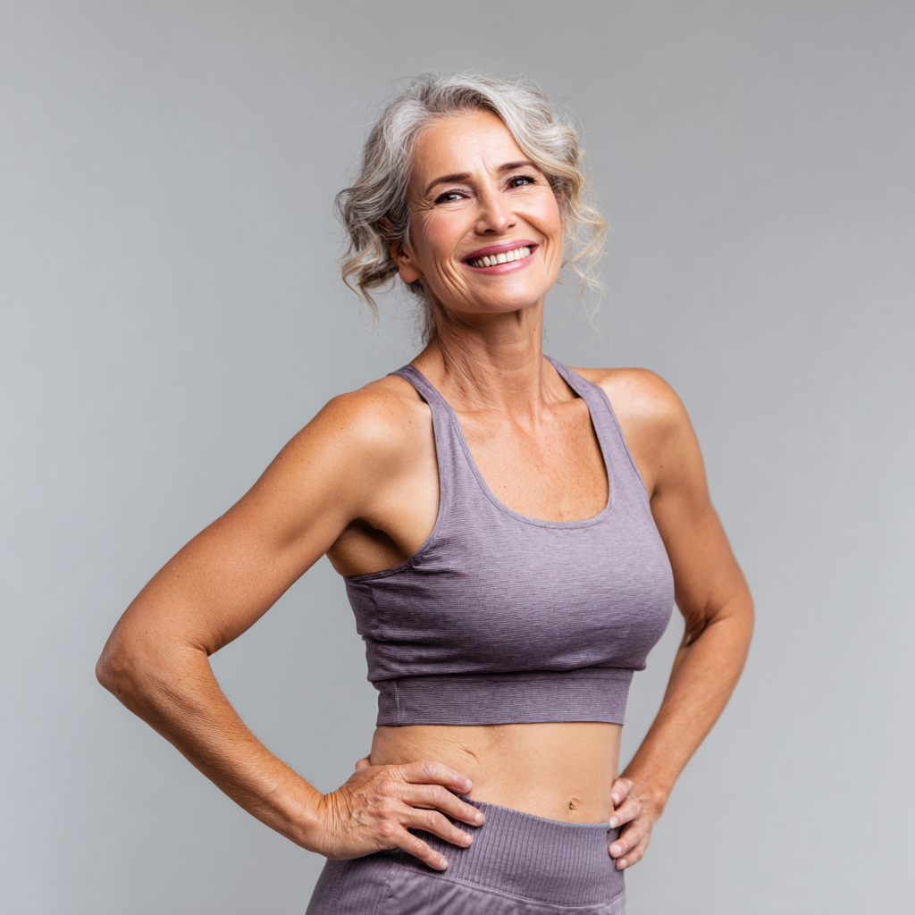 Energetic middle-aged Ukrainian adults participating in group fitness training, showing strength and determination